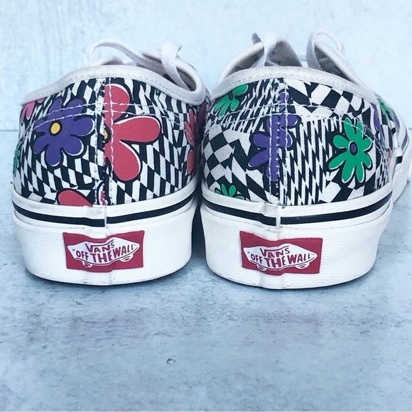 Vans Off The Wall Floral Checkerboard Lace Up Unisex Shoes Size 7 - Picture 5 of 12